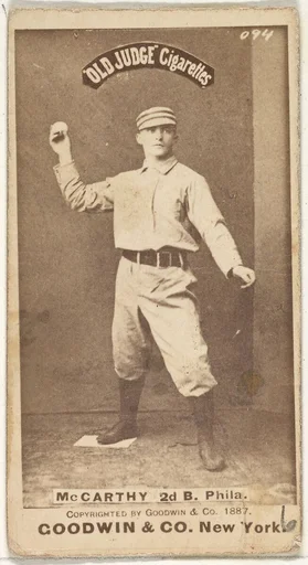 Thomas Francis Michael "Tommy" McCarthy, 2nd Base, Philadelphia, from the Old Judge series (N172) for Old Judge Cigarettes