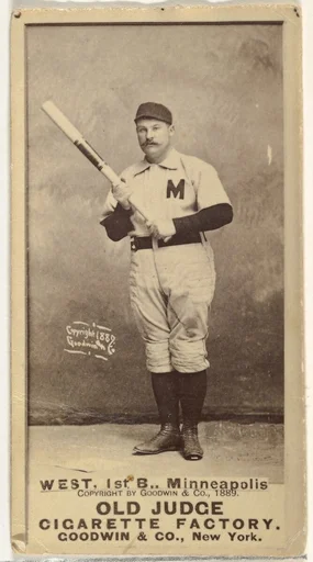 Milton Douglas "Buck" West, 1st Base, Minneapolis, from the Old Judge series (N172) for Old Judge Cigarettes