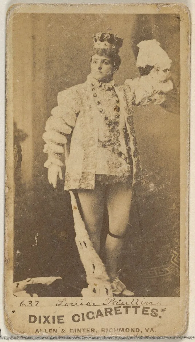 Card 637, Louise Paullin, from the Actors and Actresses series (N45, Type 7) for Dixie Cigarettes — Allen & Ginter