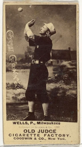 Frank D. Wells, Pitcher, Milwaukee, from the Old Judge series (N172) for Old Judge Cigarettes