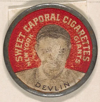 Devlin, New York Giants (red), from the Domino Discs series (PX7), issued by Kinney Brothers — Kinney Brothers Tobacco Company
