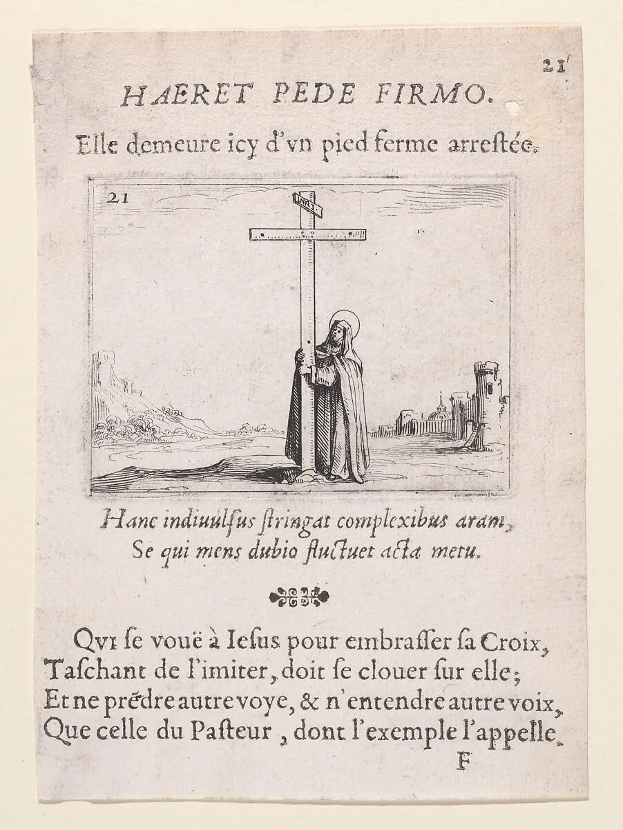 La Religieuse Tenant La Sainte Croix (The Nun Holds the Cross), from Lux Claustri ou La Lumière du Cloitre (The Light of the Cloisters), plate 21 — Jacques Callot|François Langlois
