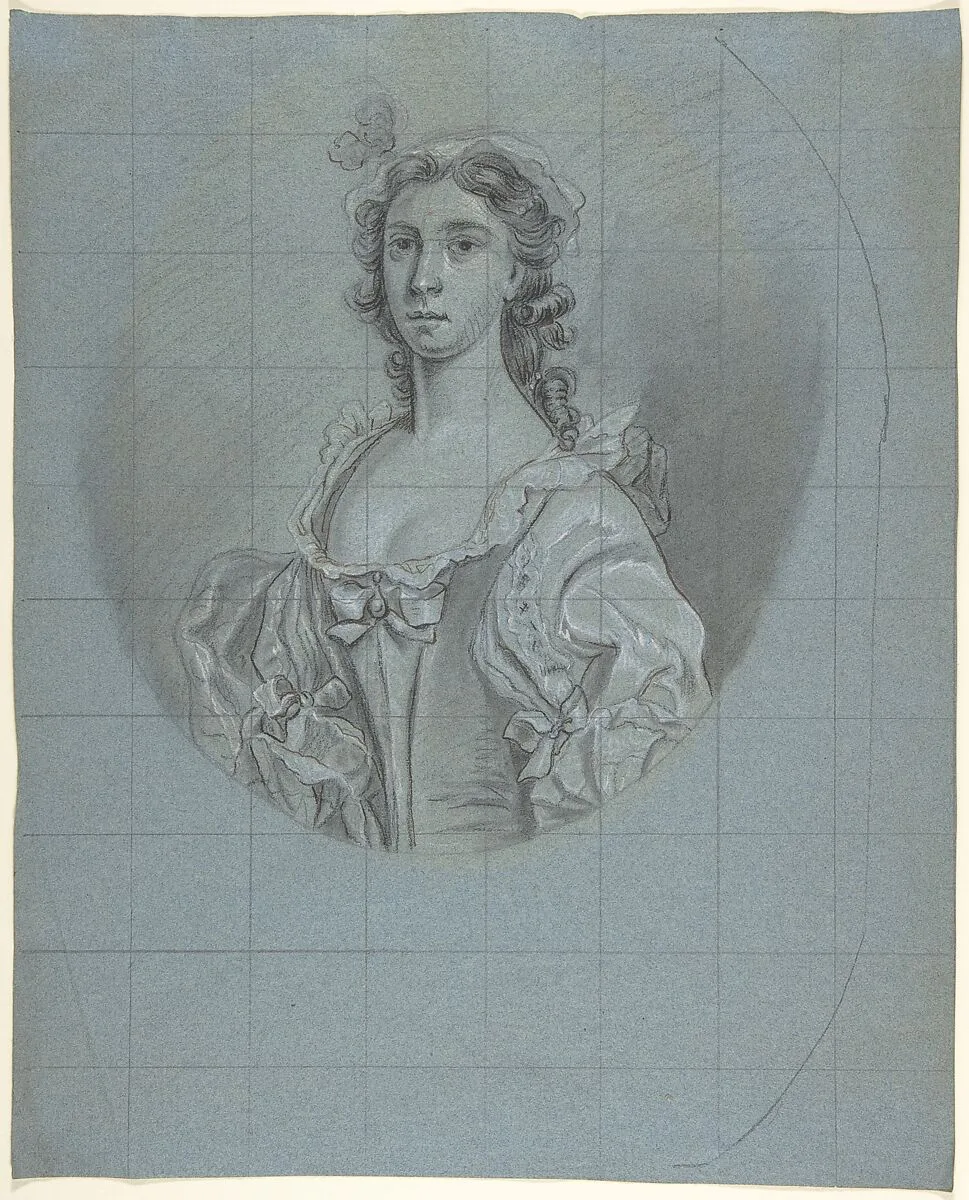 Half-Length Portrait Study of a Young Woman with Long Hair — Joseph van Aken
