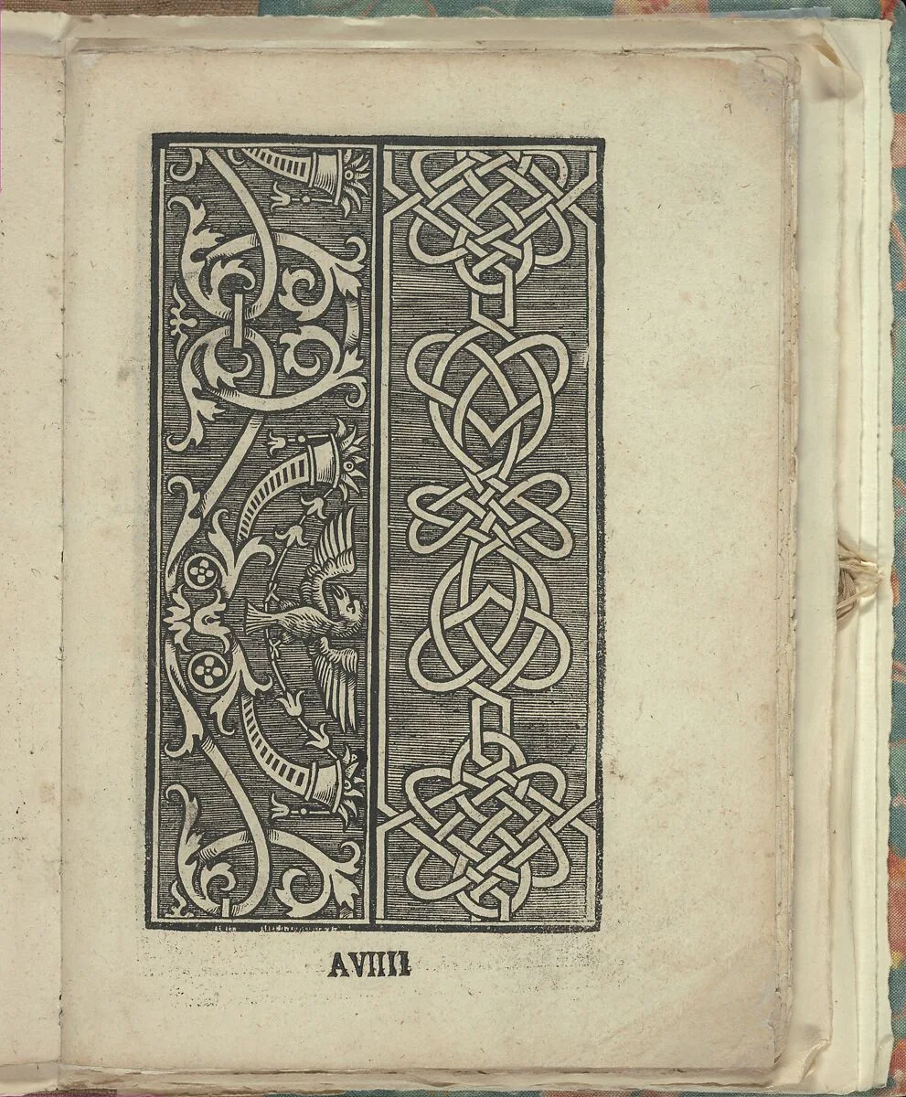 Opera Nova Universali intitulata Corona di racammi, page 9 (recto) — Giovanni Andrea Vavassore