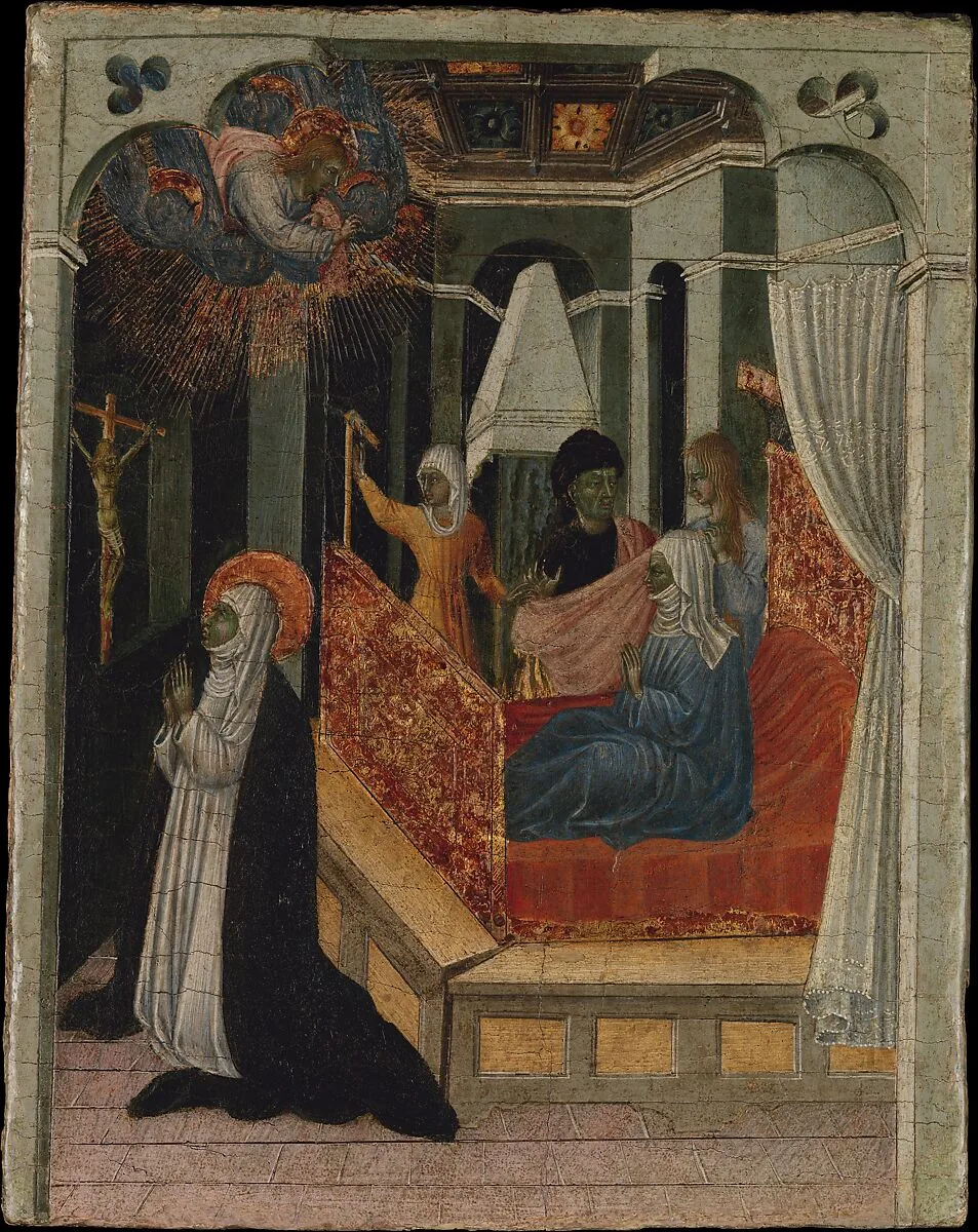 Saint Catherine of Siena Beseeching Christ to Resuscitate Her Mother — Giovanni di Paolo (Giovanni di Paolo di Grazia)