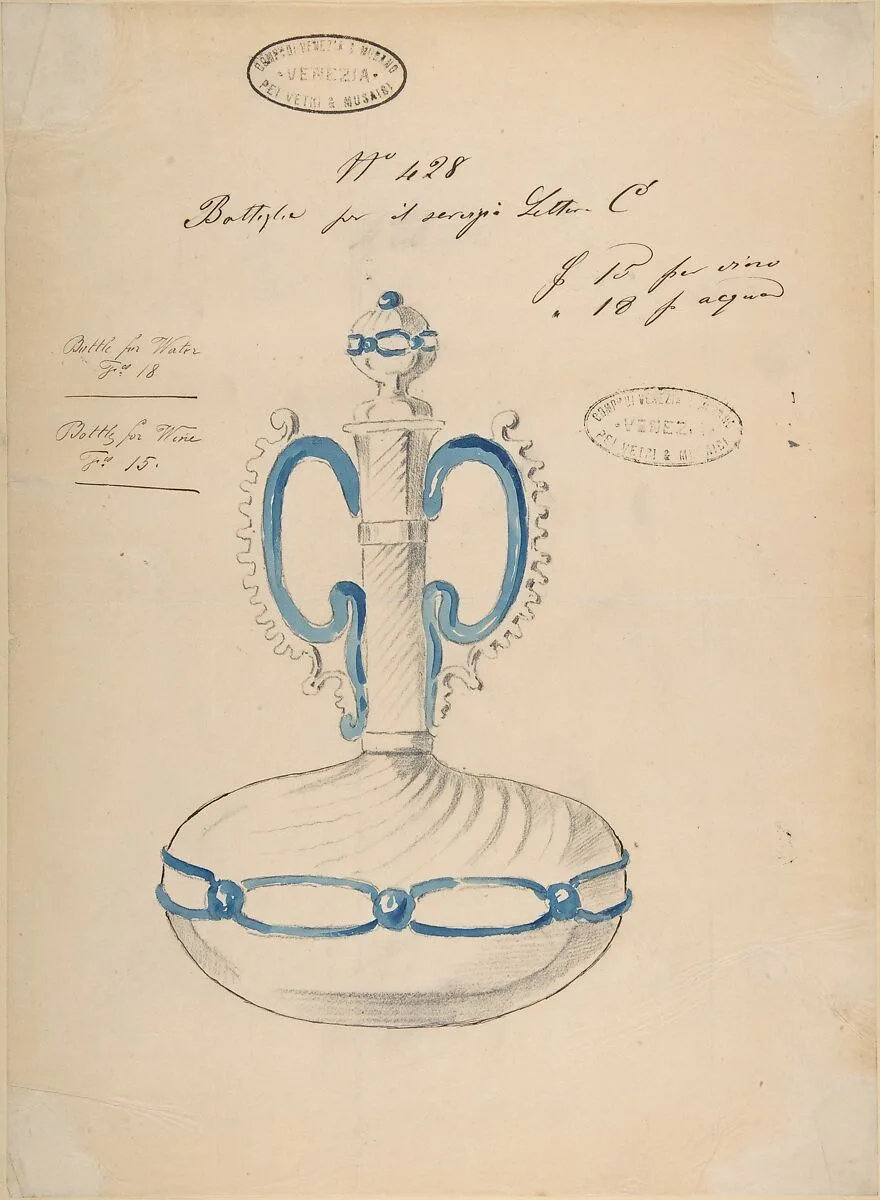 One of Twenty-Three Sheets of Drawings of Glassware (Mirrors, Chandeliers, Goblets, etc.) — Compagnia di Venezia e Murano