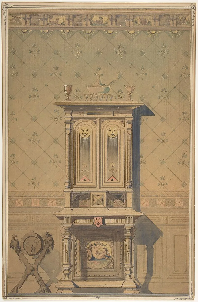 Design for a Cabinet in an Interior Setting — Anonymous, German, 19th century