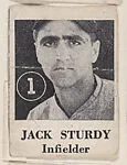 Jack Sturdy, Infielder, from an unknown series of Baseball trade cards (W500) — Unknown