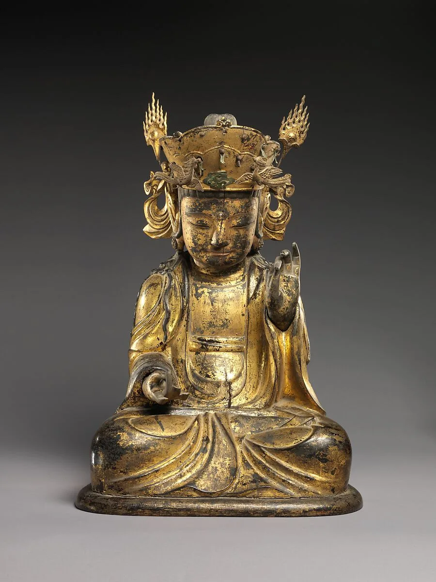 목조 보살 좌상 조선|木造菩薩坐像 朝鮮|Seated bodhisattva (left attendant of a triad) — Unknown