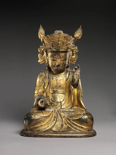 목조 보살 좌상 조선|木造菩薩坐像 朝鮮|Seated bodhisattva (left attendant of a triad)