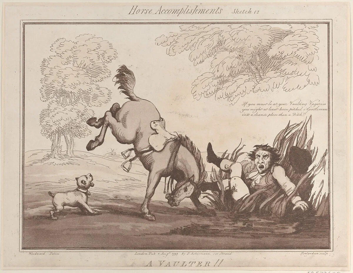 Horse Accomplishments, Sketch 12: A Vaulter !! — George Murgatroyd Woodward|Rudolph Ackermann, London|Thomas Rowlandson