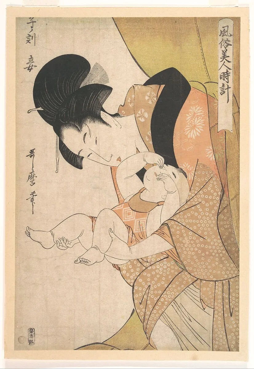 風俗美人時計 子ノ刻 妾|Midnight: Mother and Sleepy Child — Kitagawa Utamaro