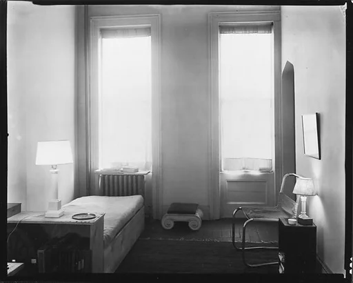 [Living Room of Walker Evans's Apartment at 441 East 92nd Street with Daybed, Ionic Capital, Music Records]