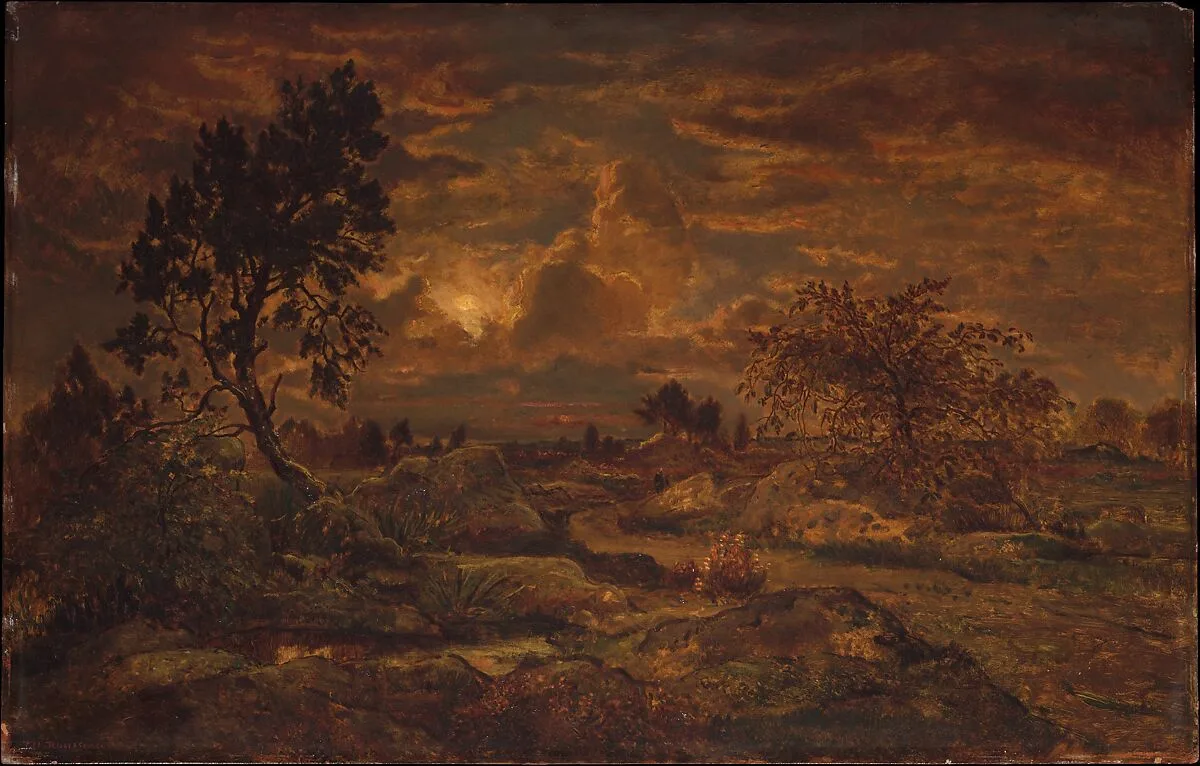 Sunset near Arbonne — Théodore Rousseau