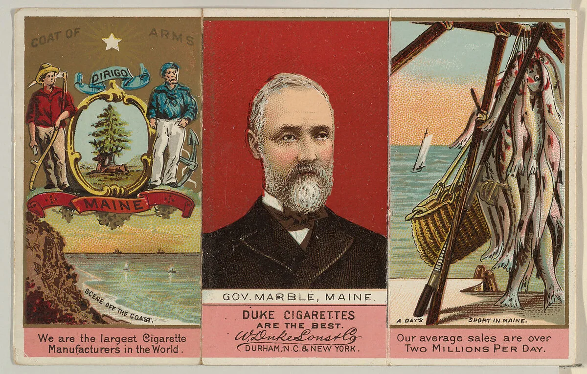 Governor Marble, Maine, from "Governors, Arms, Etc." series (N133-2), issued by Duke Sons & Co. — W. Duke, Sons & Co.