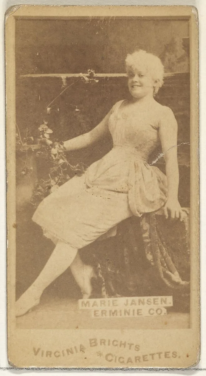 Marie Janson, Erminie Co., from the Actors and Actresses series (N45, Type 1) for Virginia Brights Cigarettes — Allen & Ginter
