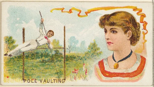 Pole Vaulting, from the Games and Sports series (N165) for Old Judge Cigarettes