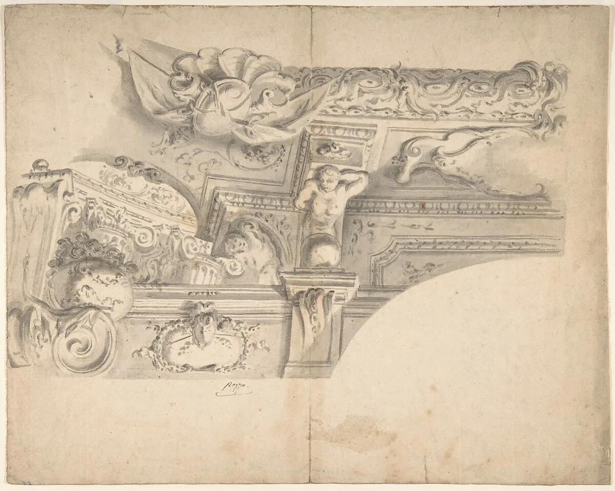 Design for the Decoration of a Cornice — Anonymous, Italian, Bolognese 18th century artist