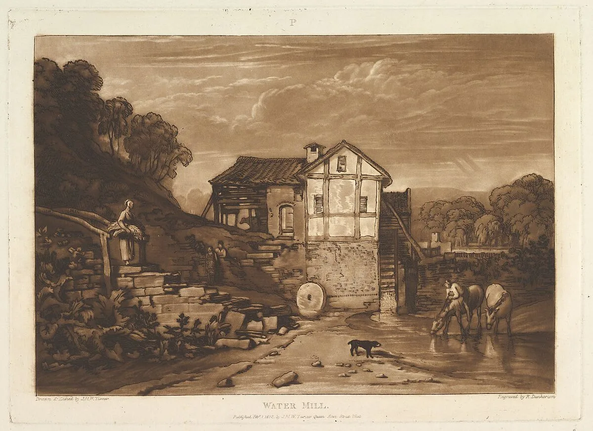 Water Mill (Liber Studiorum, part VIII, plate 37) — Joseph Mallord William Turner|Robert Dunkarton|Joseph Mallord William Turner