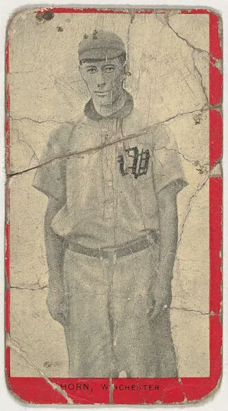 Horn, Winchester, Blue Grass League, from the Baseball Players (Red Borders) series (T210) issued by Old Mill Cigarettes — Old Mill Cigarettes, Virginia