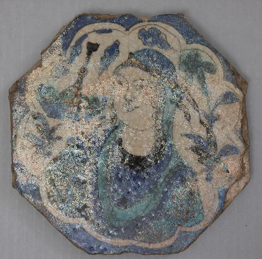 Octagonal Shaped Tile with a Woman Bust in "Kubachi" Style