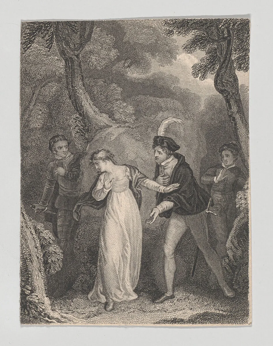 Silvia, Proteus, Valentine and Julia (Shakespeare, Two Gentlemen of Verona, Act 5, Scene 4) — William Shakespeare|John Massey Wright|Charles Heath, the elder