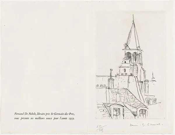 St Germain-des-Prés (New Year's Card for Fernand De Nobèle) — Henri Georges Cheval