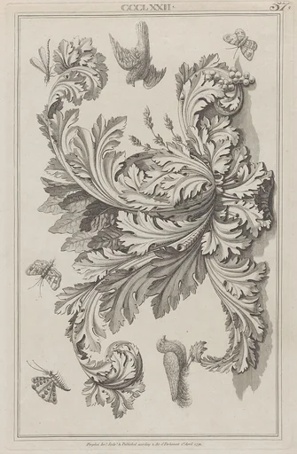 Acanthus Leaves, Birds and Insects, no. CCCLXXII, plate 57 from "Designs for Various Ornaments"