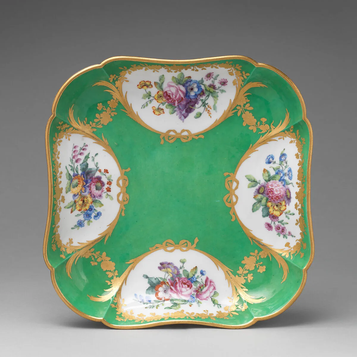 Fruit dish (compotier carré) (one of six) (part of a service) — Sèvres Manufactory|Charles-Louis Méreaud