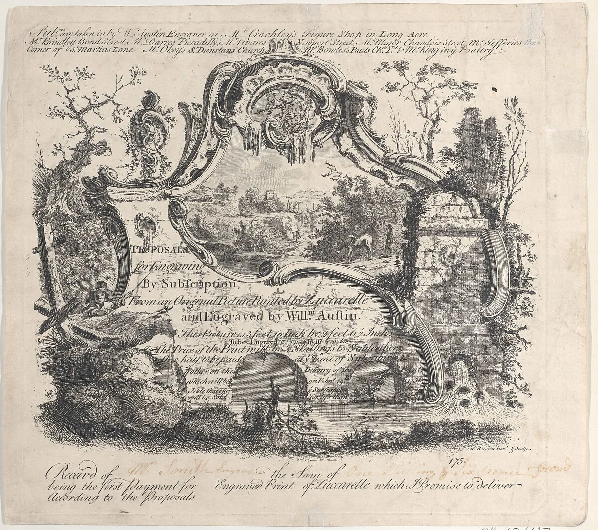 Proposal for Engraving by Subscription From an Original Picture Painted by Zuccarelle — William Austin