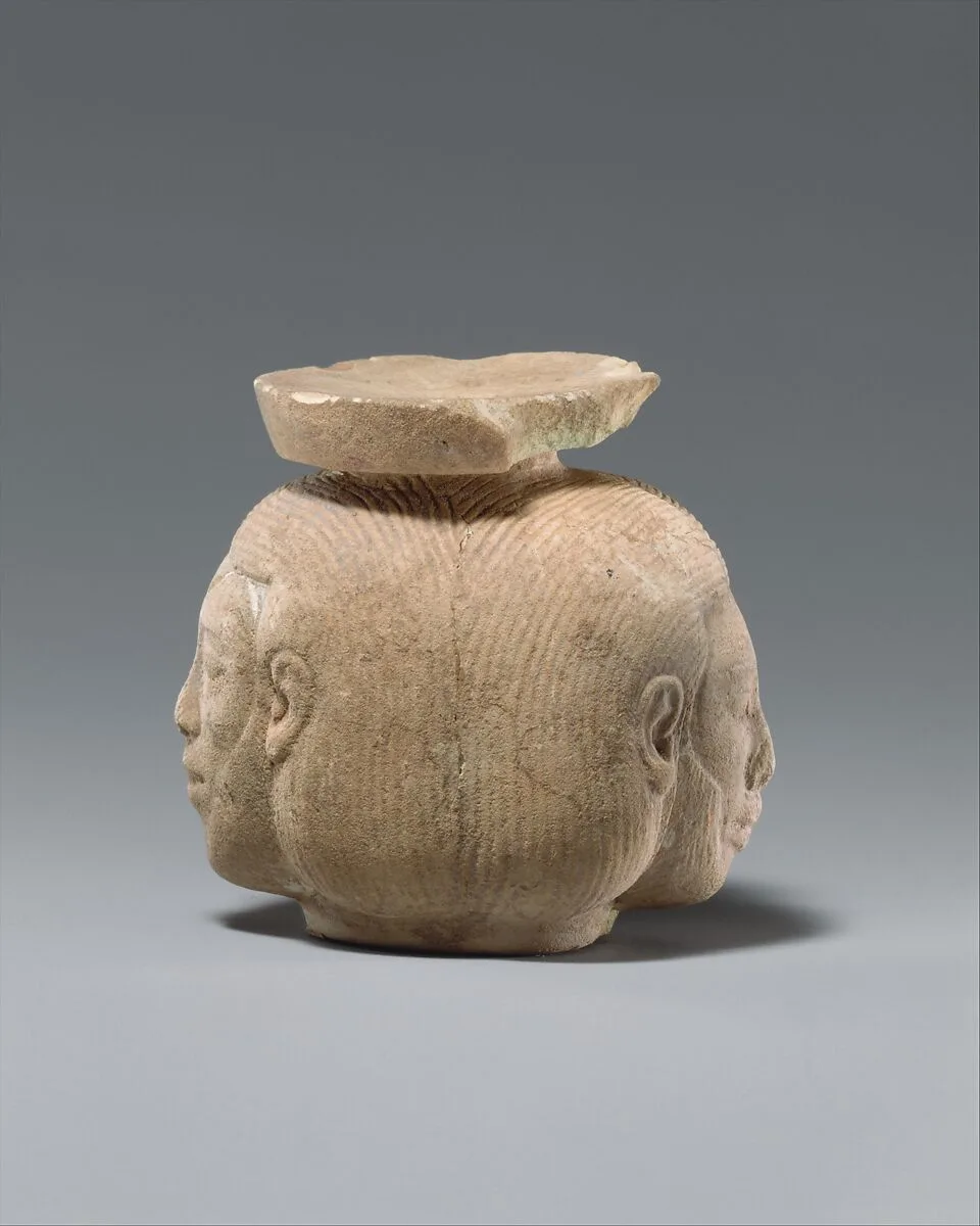 Faience aryballos (perfume vase) in the form of two heads — Unknown