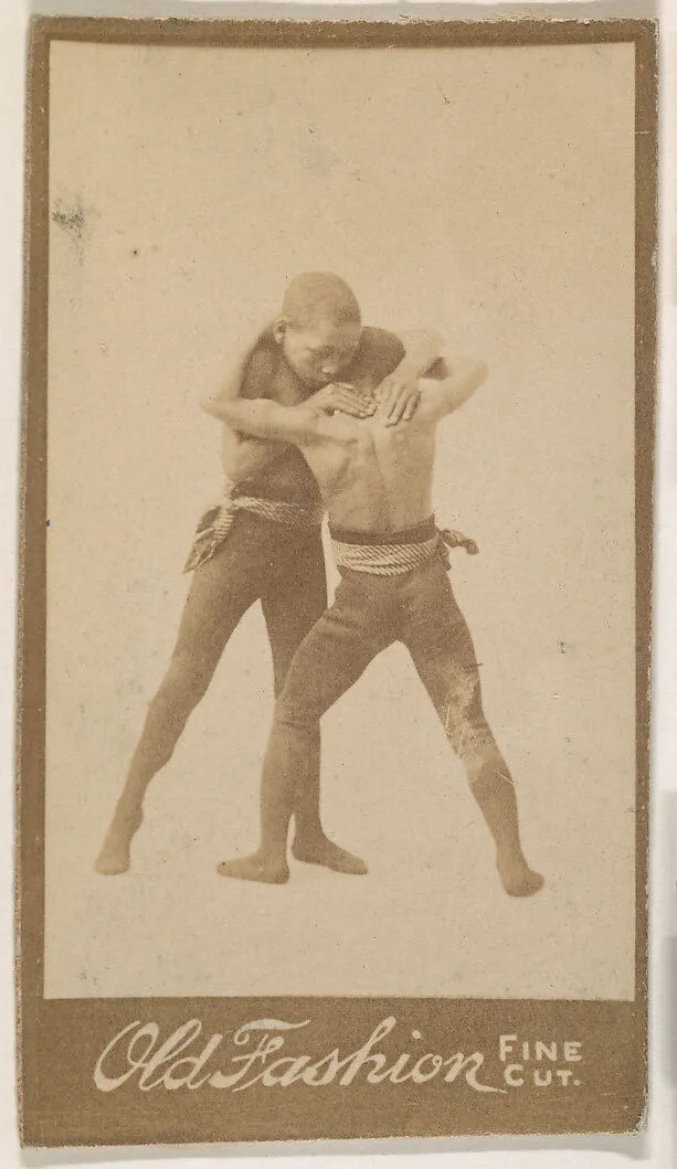 Two boys wrestling, from the "Negro Subjects" series (N692) promoting Old Fashion Fine Cut Tobacco — Unknown