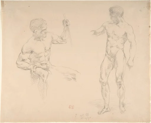 Seated and Standing Male Nudes, after photographs by Eugène Durieu