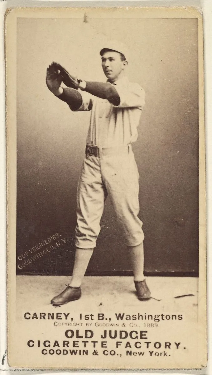 John Joseph "Handsome Jack" Carney, 1st Base, Washington Nationals, from the Old Judge series (N172) for Old Judge Cigarettes — Goodwin & Company