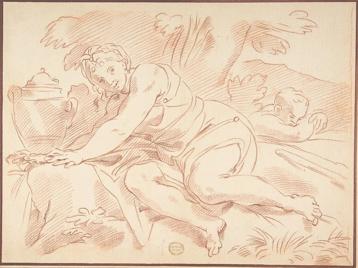 Nymph and Cupid — Anonymous, Italian, Roman-Bolognese, 17th century
