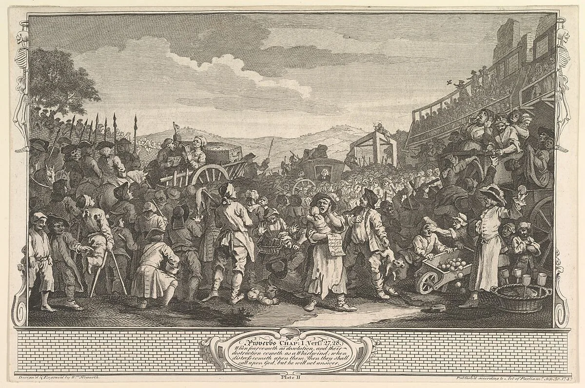 The Idle 'Prentice Executed at Tyburn (Industry and Idleness, plate 11) — William Hogarth