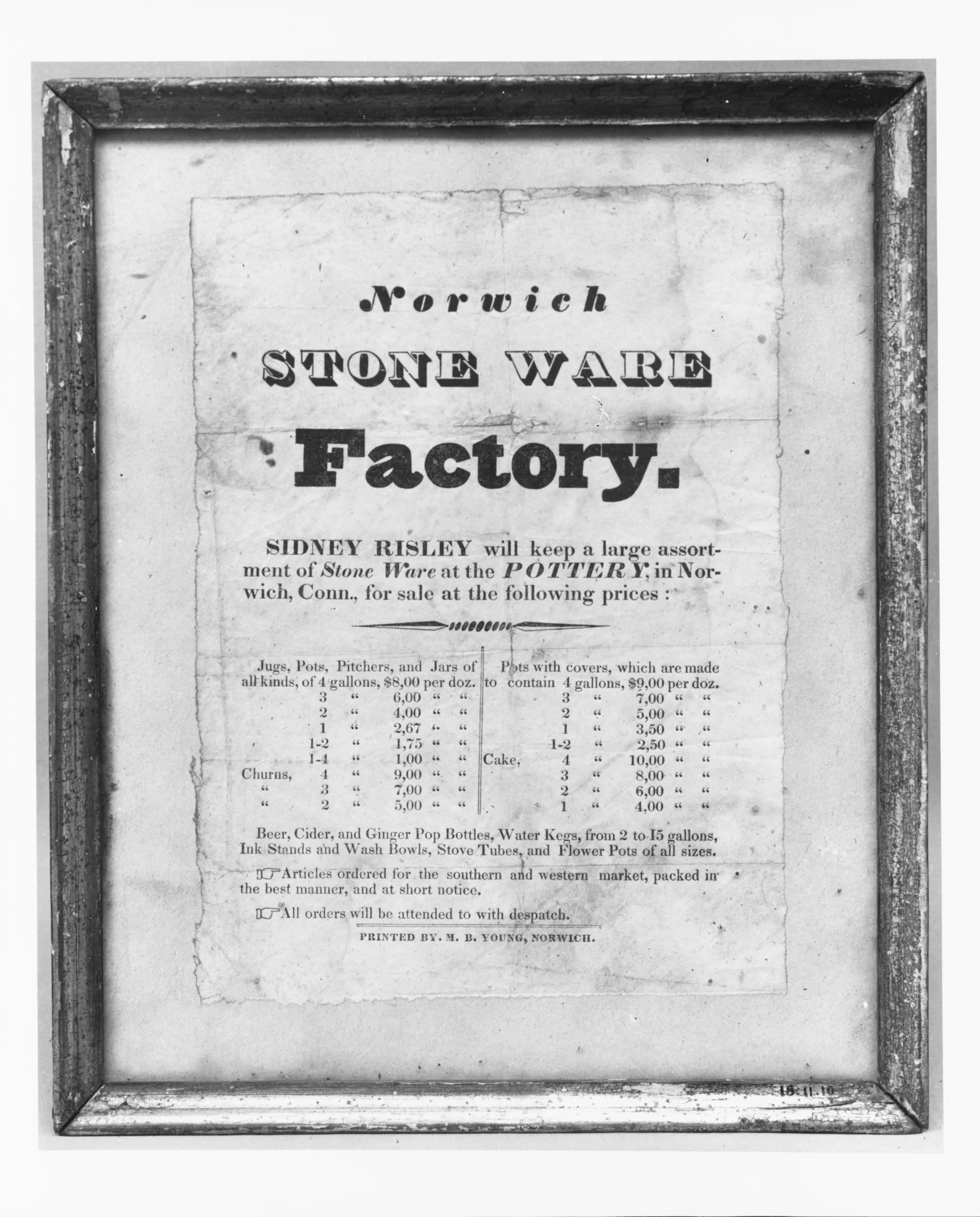 Advertisement for Norwich Stone Ware Factory — Unknown