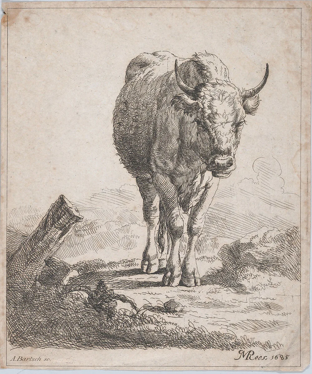 A cow, seen from the front — Johann Melchior Roos|Adam von Bartsch