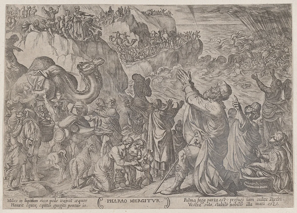 Plate 8: The Egyptians Drowning in the Red Sea, from 'The Battles of the Old Testament' — Nicolaus van Aelst|Antonio Tempesta