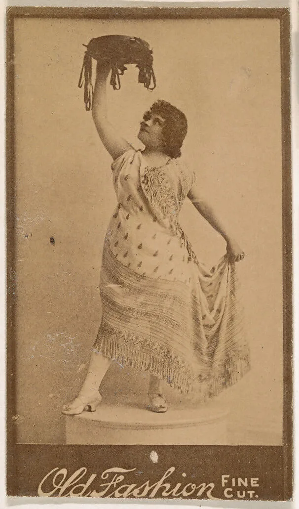 Actress with tambourine, from the Actresses series (N664) promoting Old Fashion Fine Cut Tobacco — Unknown