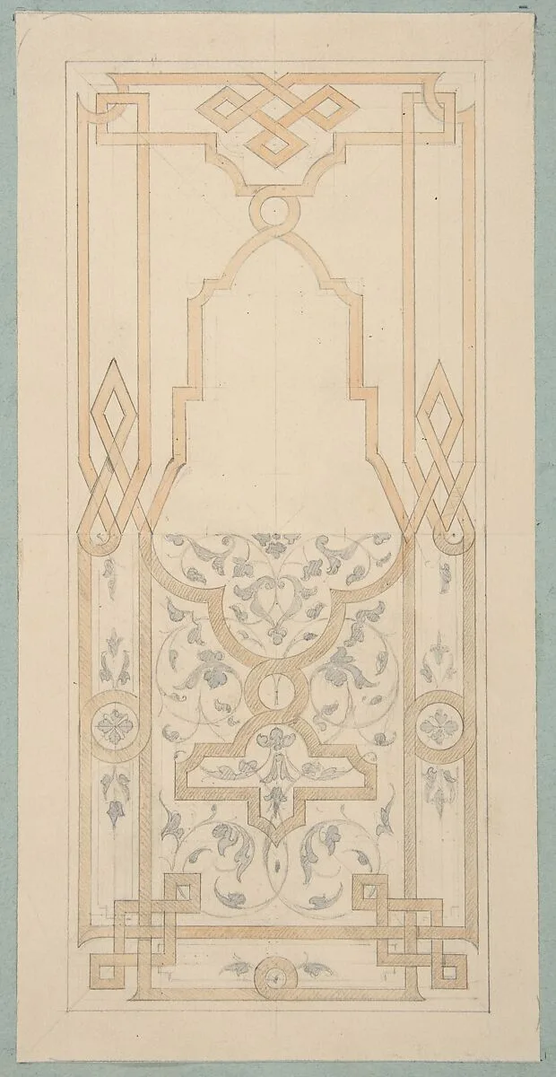 Design for a panel ornamented with strapwork and rinceaux — Jules-Edmond-Charles Lachaise|Eugène-Pierre Gourdet