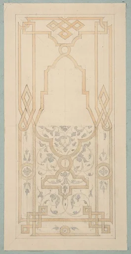 Design for a panel ornamented with strapwork and rinceaux
