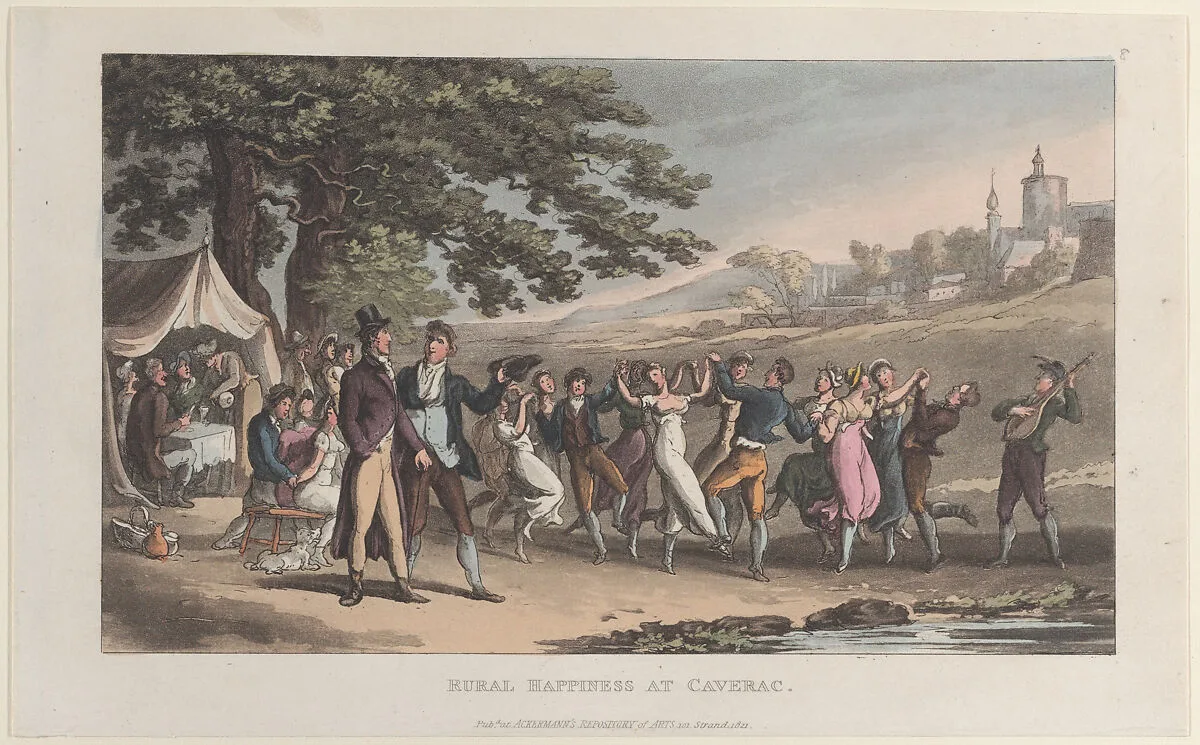 Rural Happiness at Caverac, from "Journal of Sentimental Travels in the Southern Provinces of France, Shortly Before the Revolution" — Rudolph Ackermann, London|Thomas Rowlandson|William Combe|J. Diggens