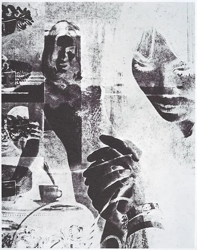 [Woman Wringing Hands Superimposed with Woman in Evening Gown]