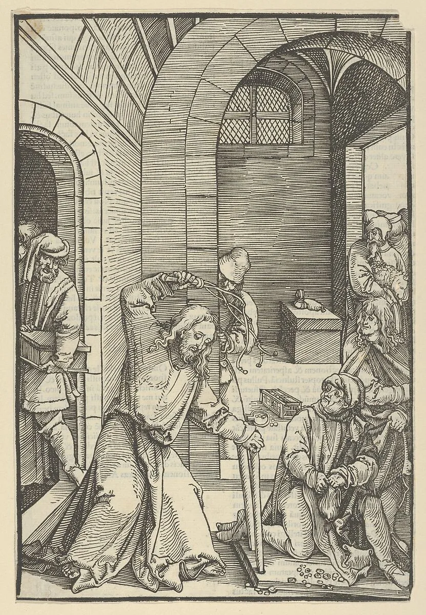 Christ Purifying the Temple, from Speculum passionis domini nostri Ihesu Christi — Hans Schäufelein|Ulrich Pinder|Friedrich Peypus