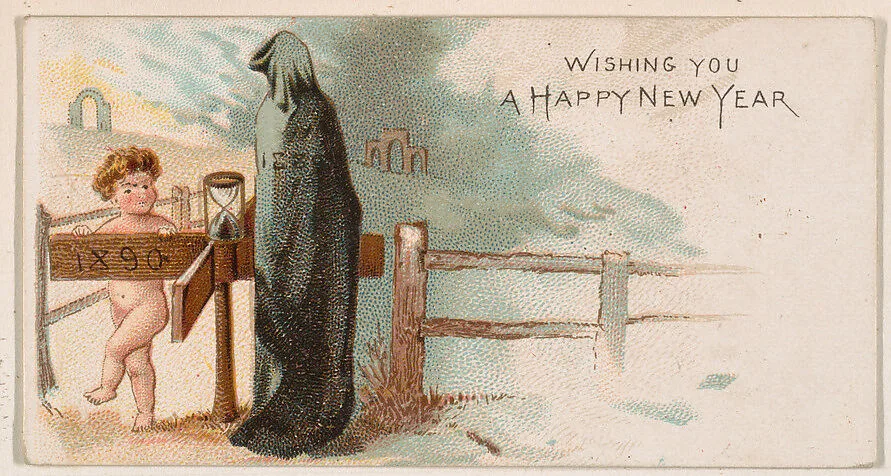 Wishing You a Happy New Year, from the New Years 1890 series (N227) issued by Kinney Bros. — Kinney Brothers Tobacco Company