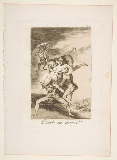 Plate 65 from "Los Caprichos": Where is mom going? (Donde vá mamá?)