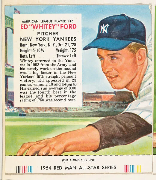 Ed "Whitey" Ford, from the Major League All Stars series (T234), issued by Red Man Chewing Tobacco — Red Man Chewing Tobacco