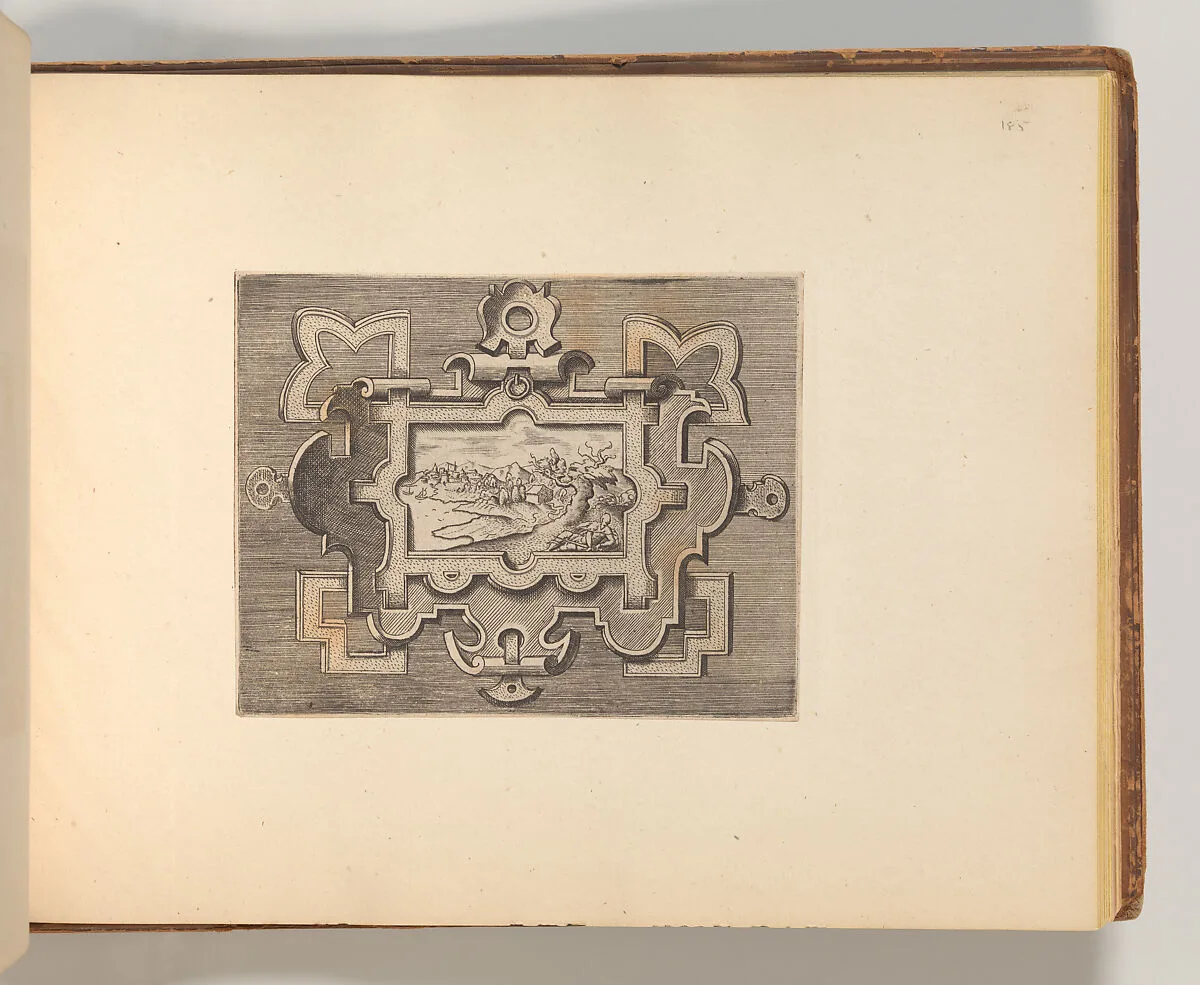 Series of Cartouches, in: Targhe ed altri ornati di varie e capricciose invenzioni (Cartouches and other ornaments of various and capricious invention, page 46) — Cornelis Bos