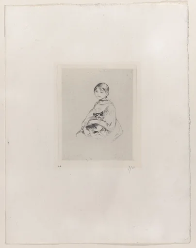 Young Girl with a Cat, after a portrait of Julie Manet by Renoir